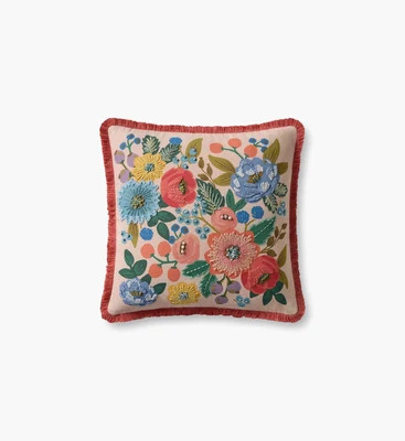 Vintage Garden Embroidered Pillow - Blush | Rifle Paper Co.