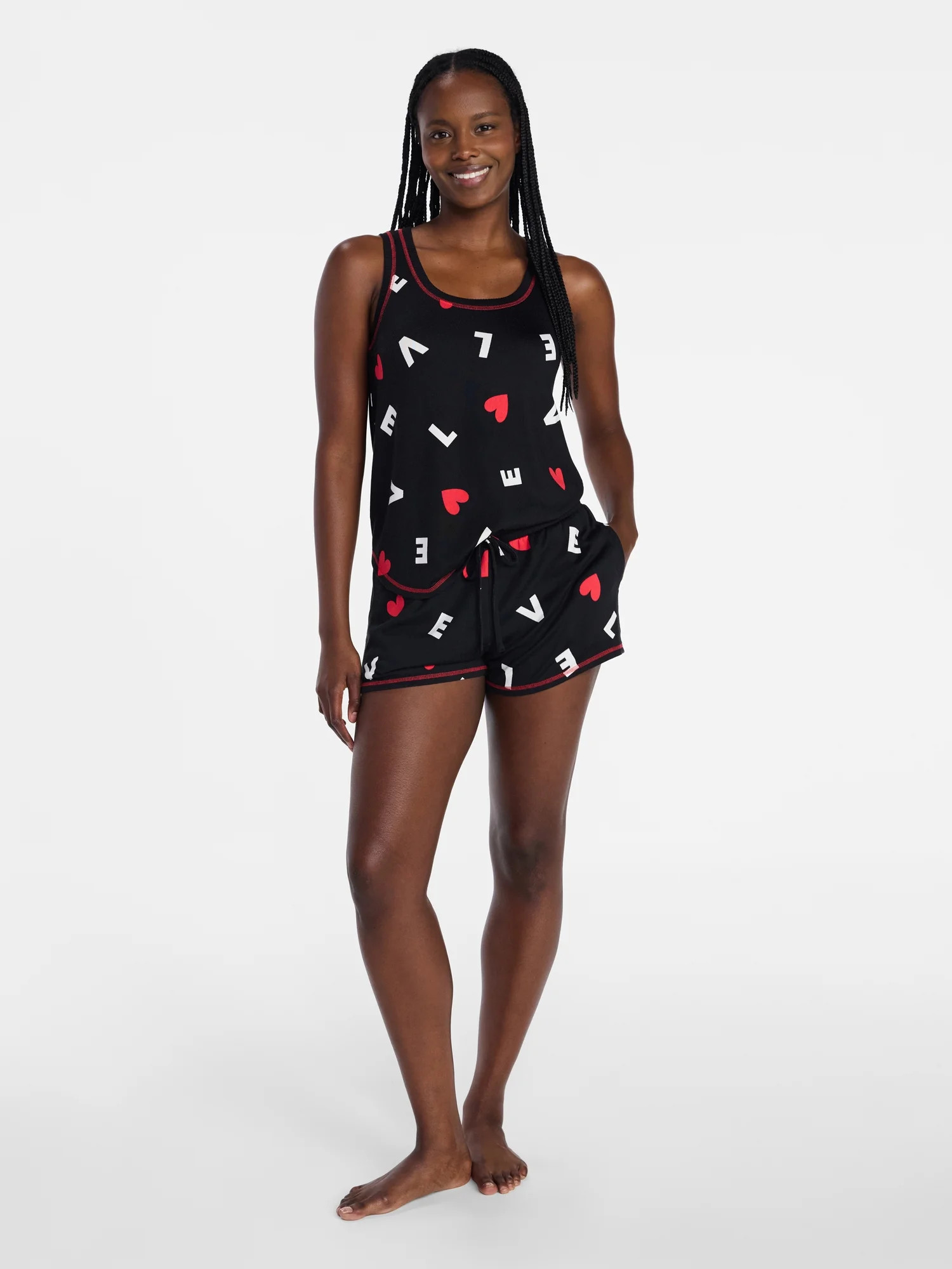 Joyspun Women's Cozy Lounge Collection Hacci Knit Tank Top and Shorts Pajama Set, 2-Piece, Sizes ... | Walmart (US)