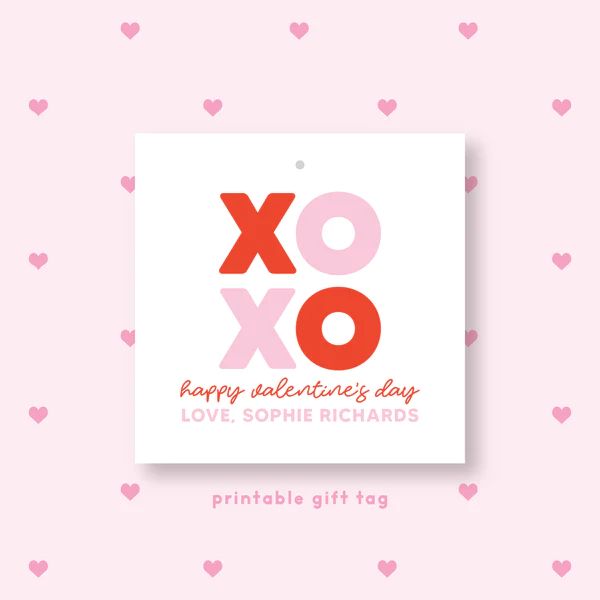 PRINTABLE Customized XOXO Valentine's Gift Tag or Sticker | Joy Creative Shop
