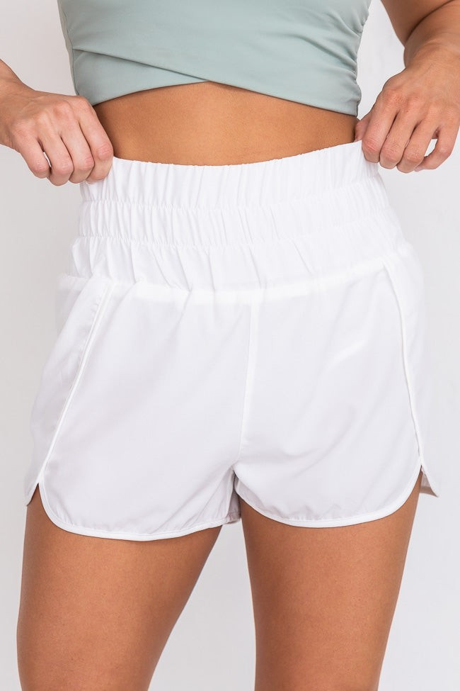 Errands To Run White High Waisted Athletic Shorts | Pink Lily