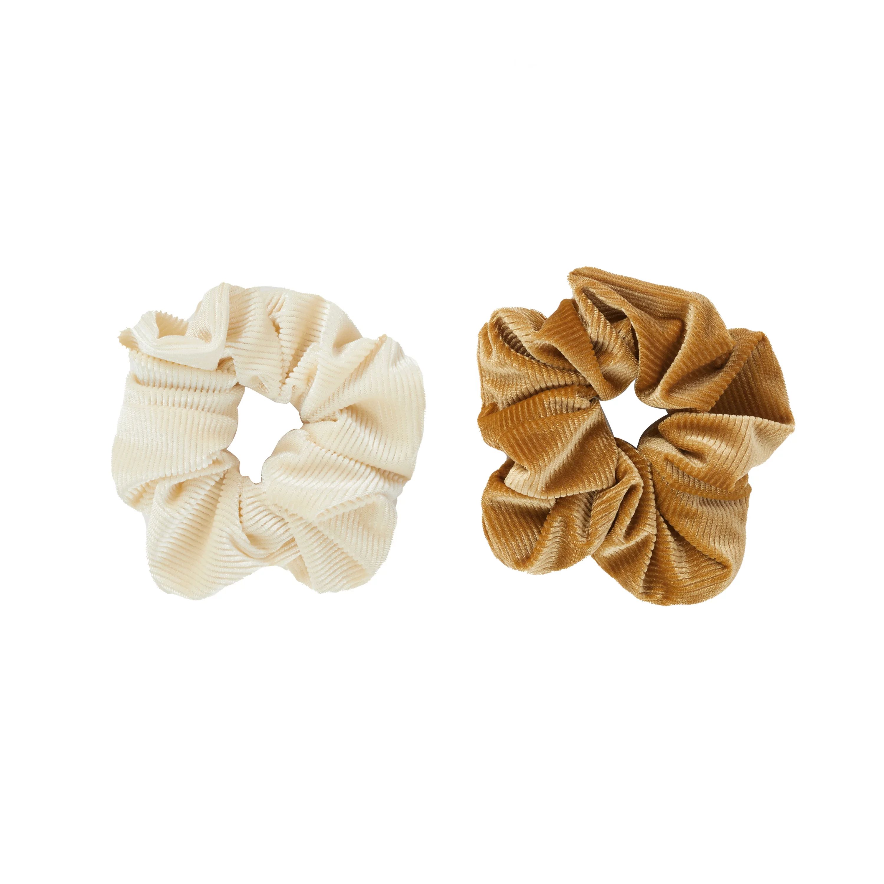 Hairitage Corduroy Hair Scrunchies – Ivory and Gold, 2PC | Walmart (US)