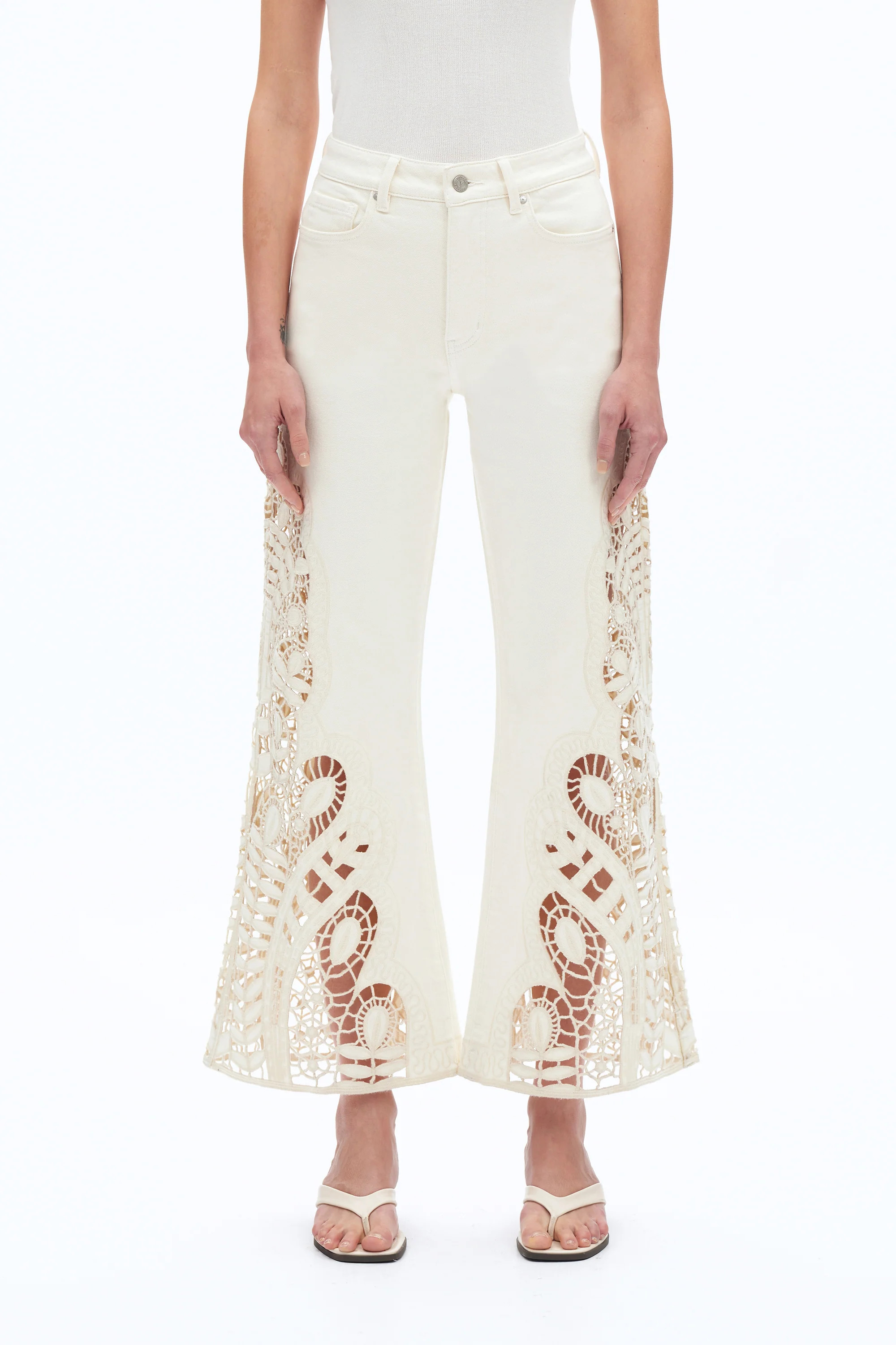 Embroidered High-Rise Wide-Leg Pants | BAYEAS | Bayeas