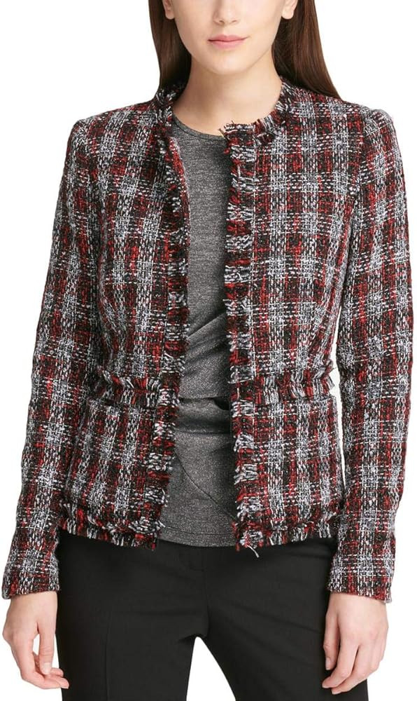 DKNY Womens Wool Textured Open-Front Blazer Gray 6 | Amazon (US)