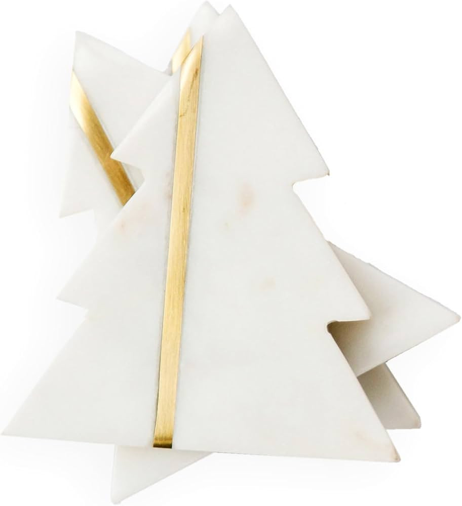 Mary Square 46948 Classic White with Gold Foil Accent Christmas 4.25 x 3.7 Marble Beverage Holder... | Amazon (US)