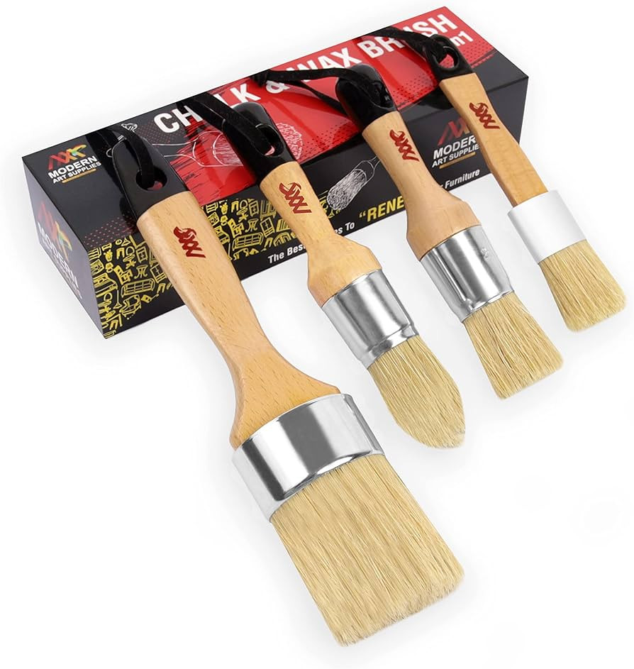 Chalk Paint Brush Set - 4PC for Furniture Painting, Stencils, and Waxing - Includes 3 Small and 1... | Amazon (US)