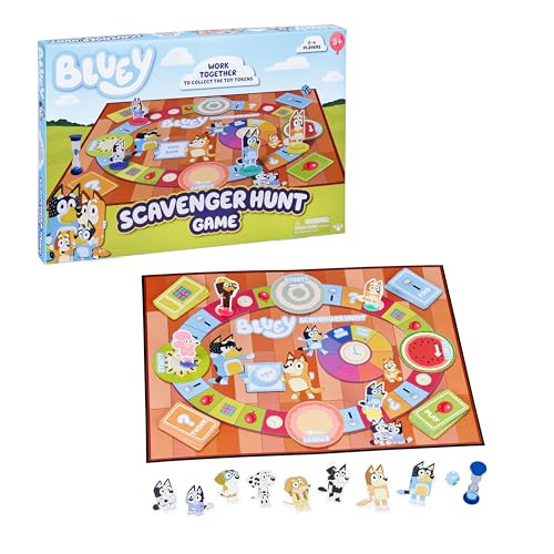 Bluey Scavenger Hunt Board Game, Cooperative Play with 4 Exclusive Mini-Figures, Indoor Games for Kids Ages 5+, Fun Toy Token Collecting Game | Amazon (US)