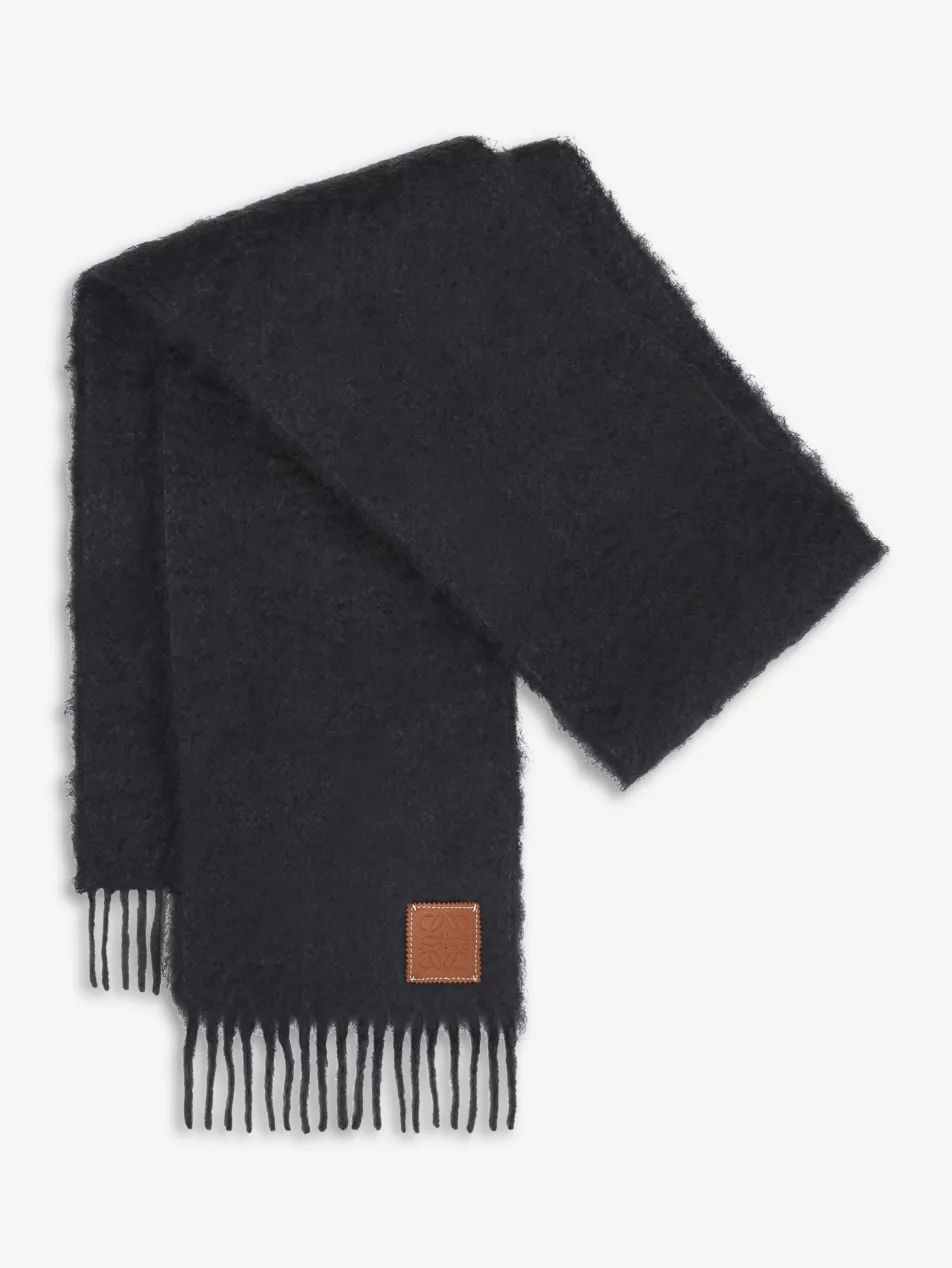 Logo-embossed mohair scarf | Selfridges