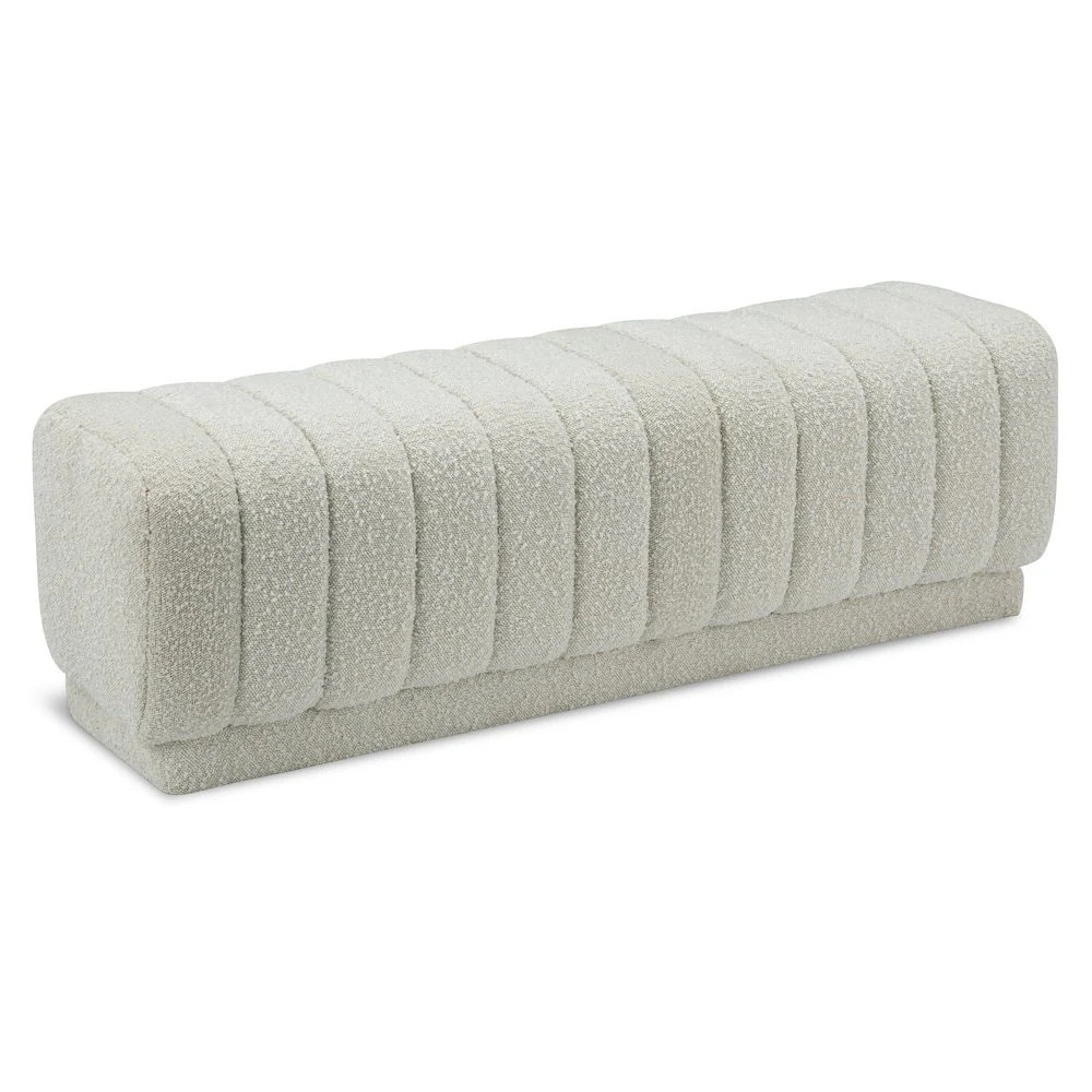 Meridian Heathrow Cream Boucle Fabric Ottoman Bench | 150CREAM | Lowe's