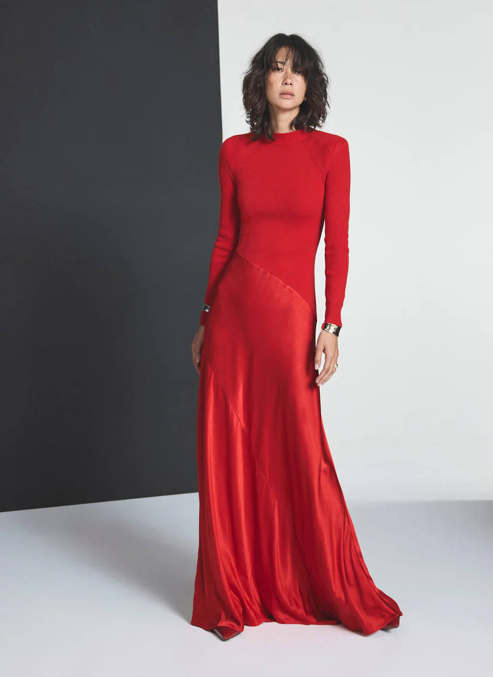 Red Knit Contrast Maxi Dress | Mint Velvet