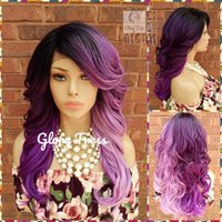 Lace Front Wig - Ombre Purple Lavender Curly // Salvation | Etsy (US)