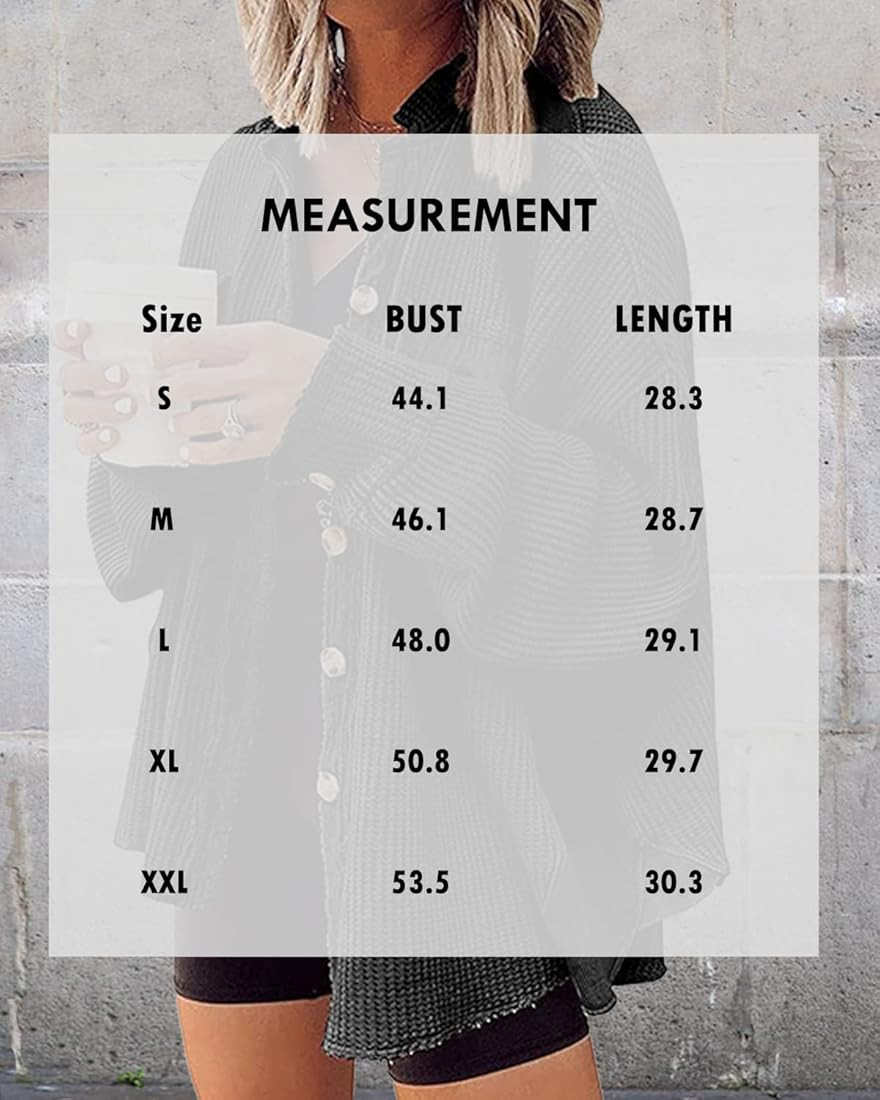 Womens Waffle Knit Shacket Boyfriend Shirt Jacket Button Down Blouse Loose Fit Long Sleeve Tops | Amazon (US)