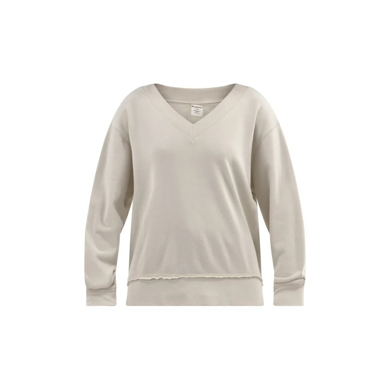 No Boundaries Oversized V-Neck Sweatshirt, Women's | Walmart (US)