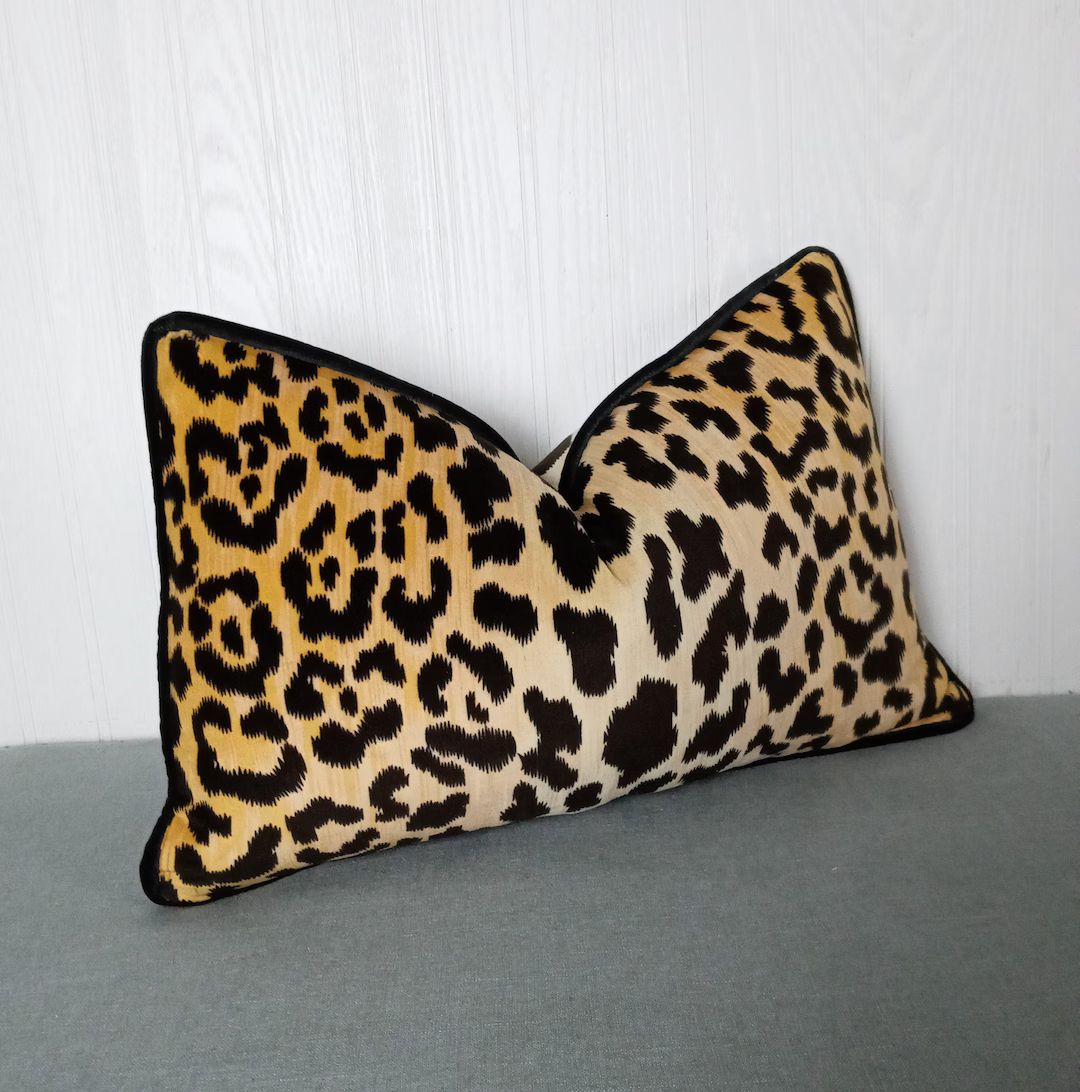 Leopard Cheetah Velvet Lumbar Pillow Cover Braemore Jamil FREE PIPING 13x20 14x22 16x26 Lumbar - ... | Etsy (US)