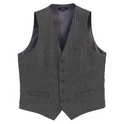 Gioberti Men's 5 Button Formal Wool Blend Tweed Pin Stripe Vest, Gray, Large | Target