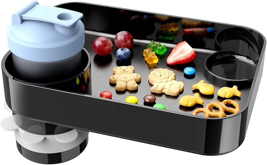 Car Seat Snack Tray for Kids, Mess-Free Square Travel Tray Cup Holder Snack Tray, Durable Car Foo... | Amazon (US)