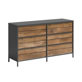 SAUDER Boulevard Cafe 6-Drawer Black Dresser with Vintage Oak Accents-427351 - The Home Depot | The Home Depot