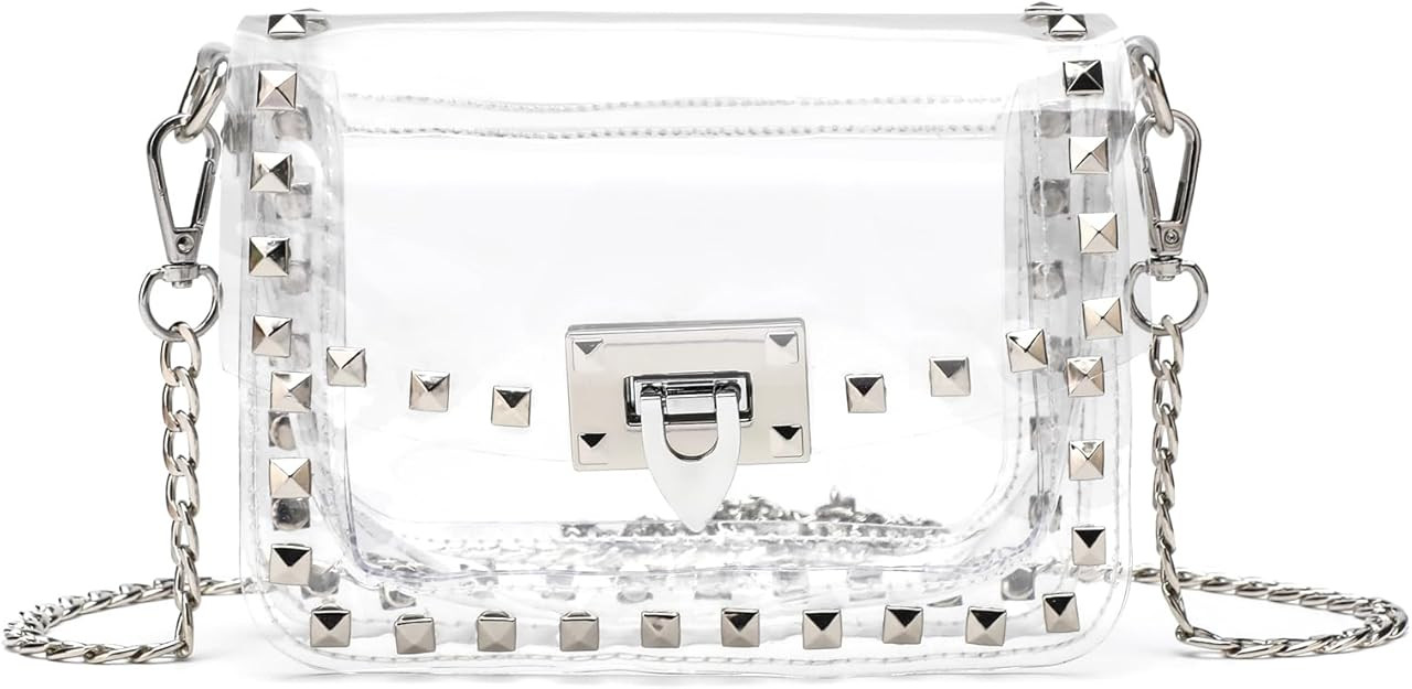Clear Crossbody Clutch Purse Bag for Women Stadium Events with Rivet, Clear Handbag for Concert, ... | Amazon (US)