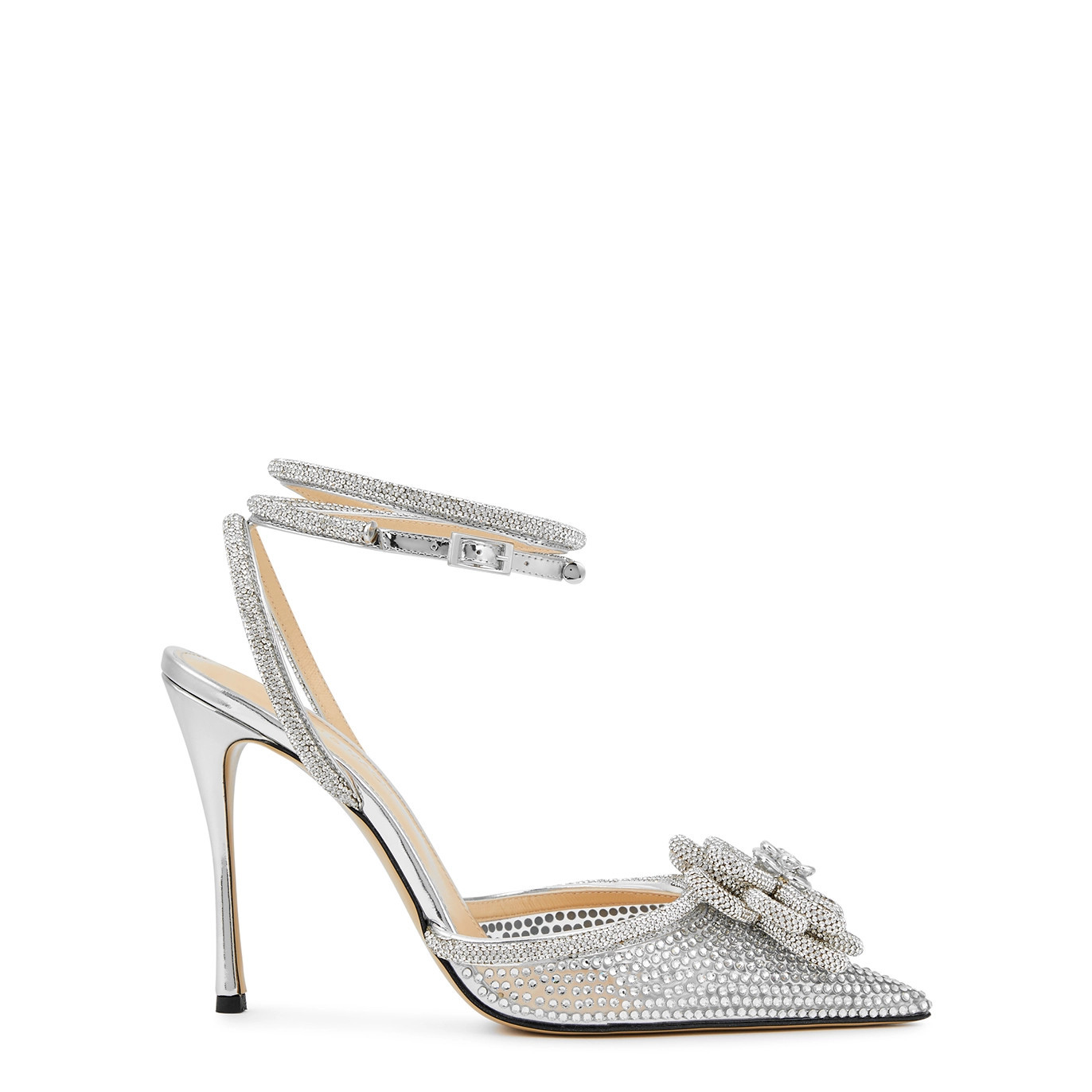 Mach & Mach 110 Crystal-embellished Pvc And Leather Pumps - Silver | Harvey Nichols (Global)