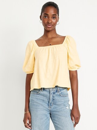 Square-Neck Puff-Sleeve Top | Old Navy (US)