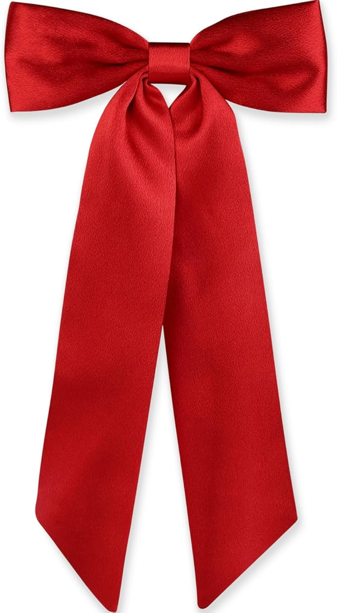 WantGor Long Tail Bow Hair Clips, Hair Ribbon Bows Satin Bowknot Clip Large Hair Barrettes Cute P... | Amazon (CA)