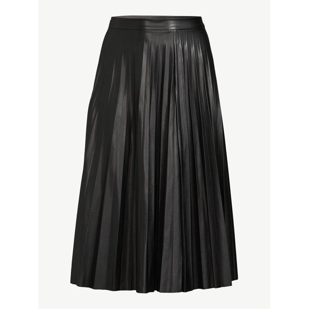 Scoop Women’s Faux Leather Pleated Skirt - Walmart.com | Walmart (US)