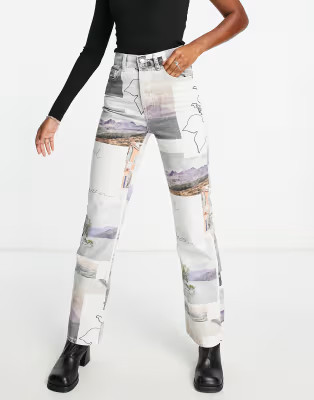 Topshop Kort co ord jean in post card print | ASOS (Global)
