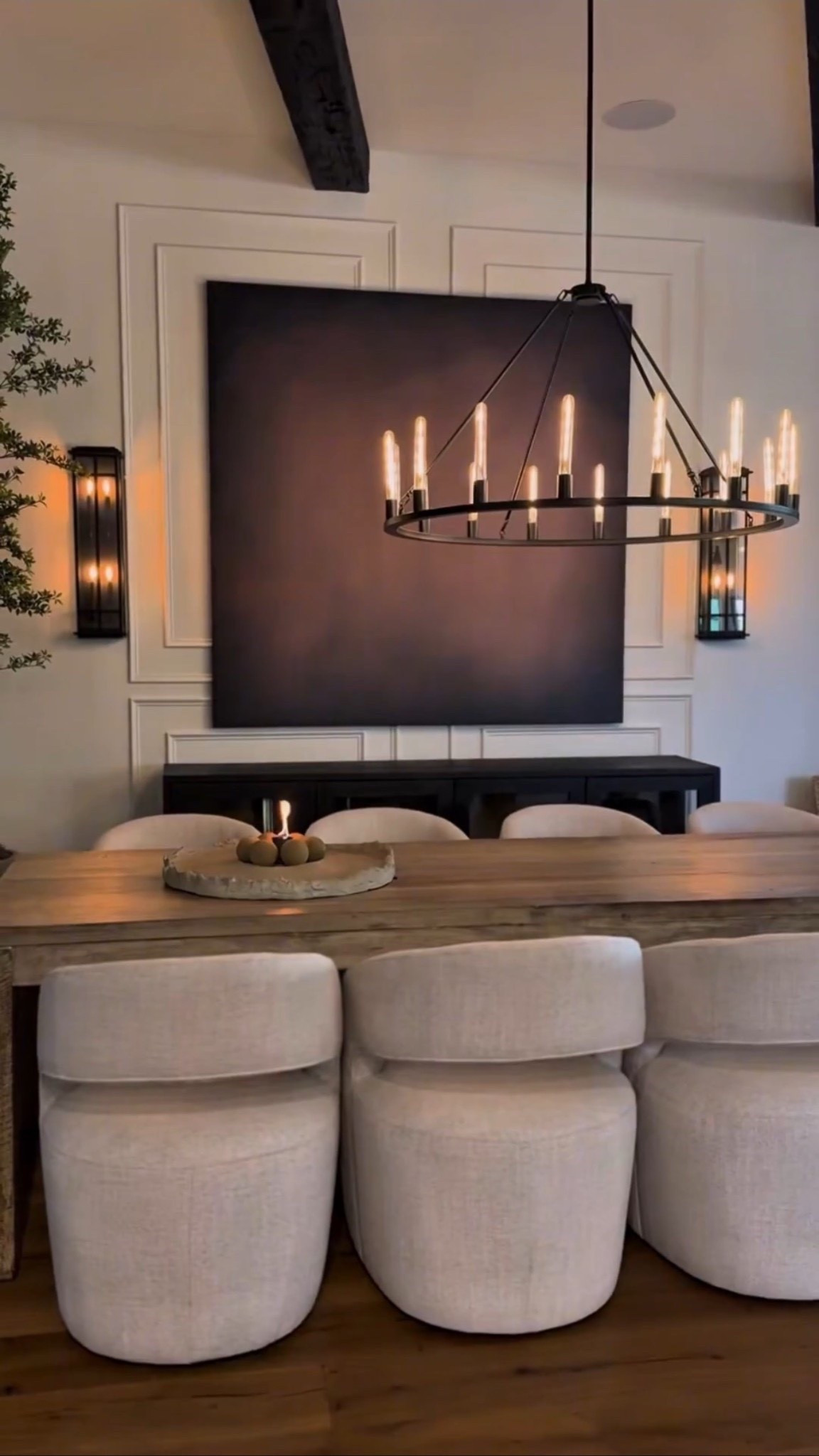 The textures in this dining room make it feel so warm and inviting. Linen dining chairs, rich dark wood, and soft moody lighting are always a favorite combo for creating a cozy, modern, neutral home.


#diningroominspo #moderndecor #neutralhome #warmminimalism #cozyinteriors #interiordesigninspo


#LTKHome