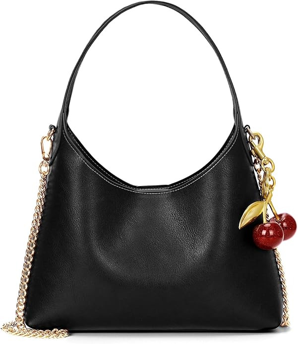 JQWSVE Shoulder Bags for Women Small Tote Purse with Cherry Bag Charm Trendy Leather Handbag Fall... | Amazon (US)
