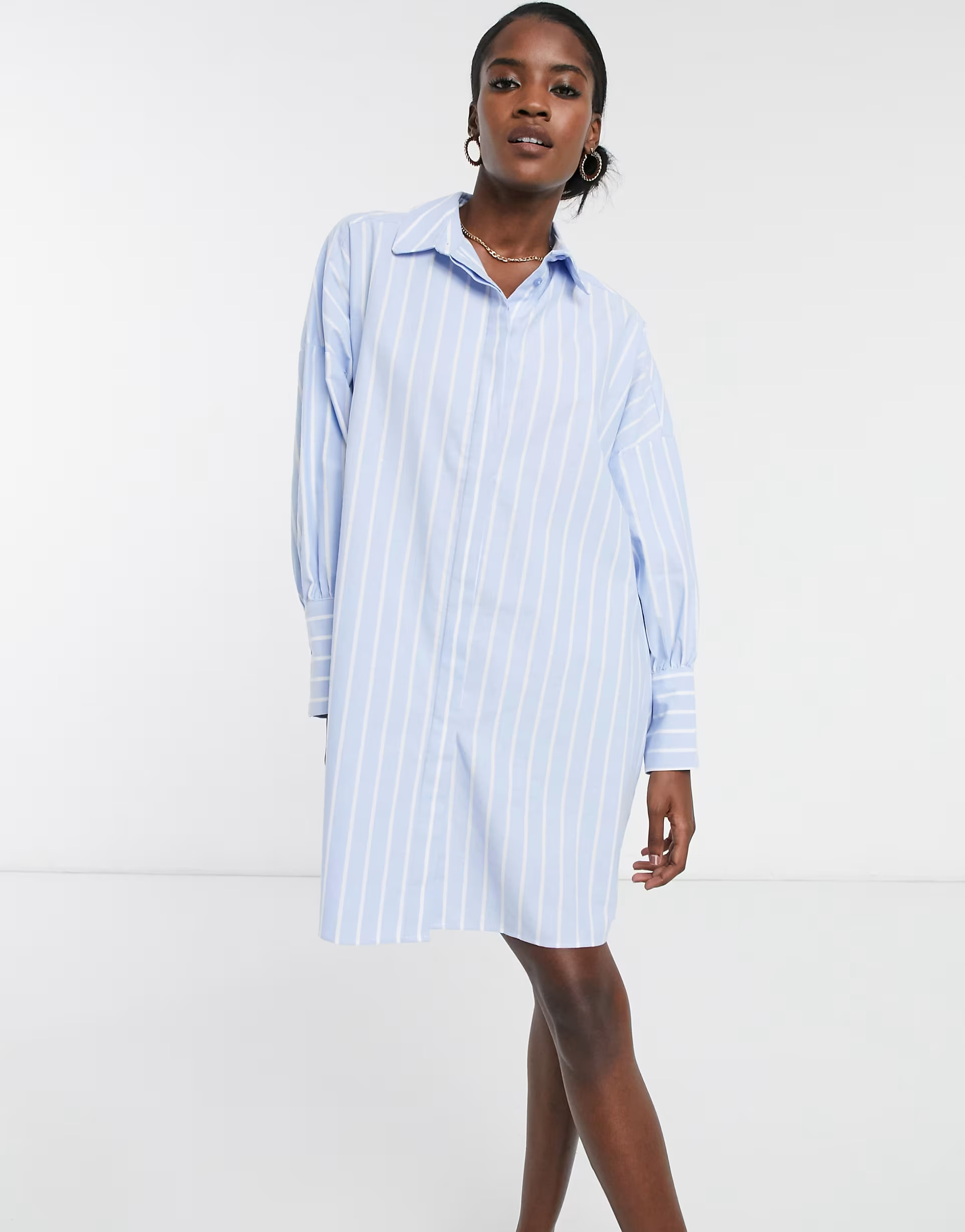 ASOS DESIGN cotton oversized striped mini shirt dress | ASOS (Global)