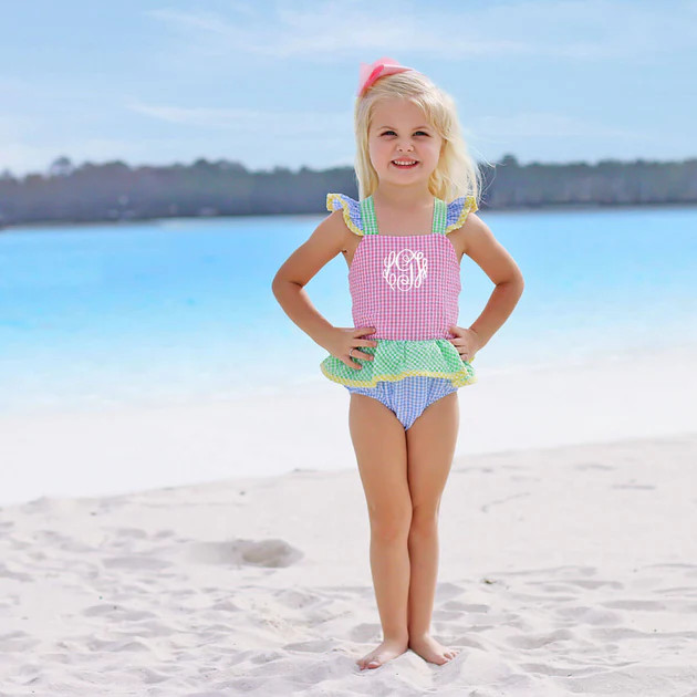Multi Seersucker Gingham One Piece Swimsuit | Classic Whimsy
