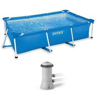 86 in. x 59 in. x 23 in. Above Ground Swimming Pool & 530 GPH Pool Cartridge Pump, Rectangle | The Home Depot