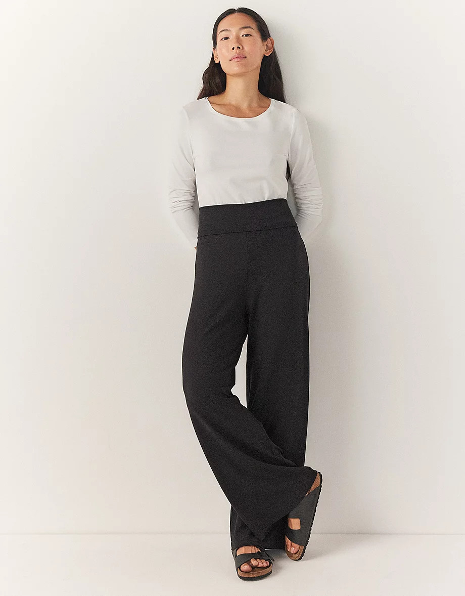 Roll Top Wide Leg Lounge Trousers | Trousers & Leggings | The  Whit... | The White Company UK & ROW