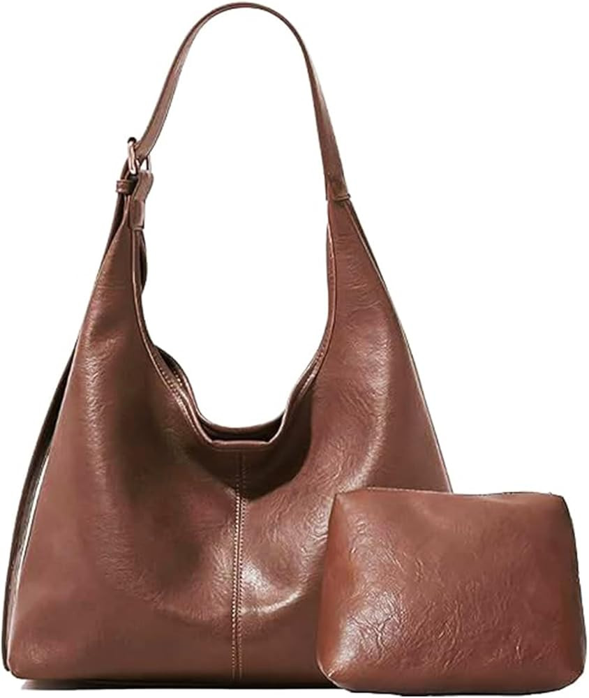 Geelyda Leather Tote Bag, Hobo Bag Purses for Women Shoulder Bag College Tote Hobo Bags Soft Vega... | Amazon (US)