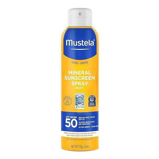 Mustela Baby Mineral Sunscreen Spray SPF 50 Broad Spectrum - Body Sun Spray for Sensitive Skin - ... | Amazon (US)