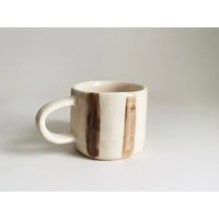 Handmade Brown Lines Ceramic Mug, Unique, Gift For Her, Coffee Tea Matcha Latte, Special Fall | Etsy (US)