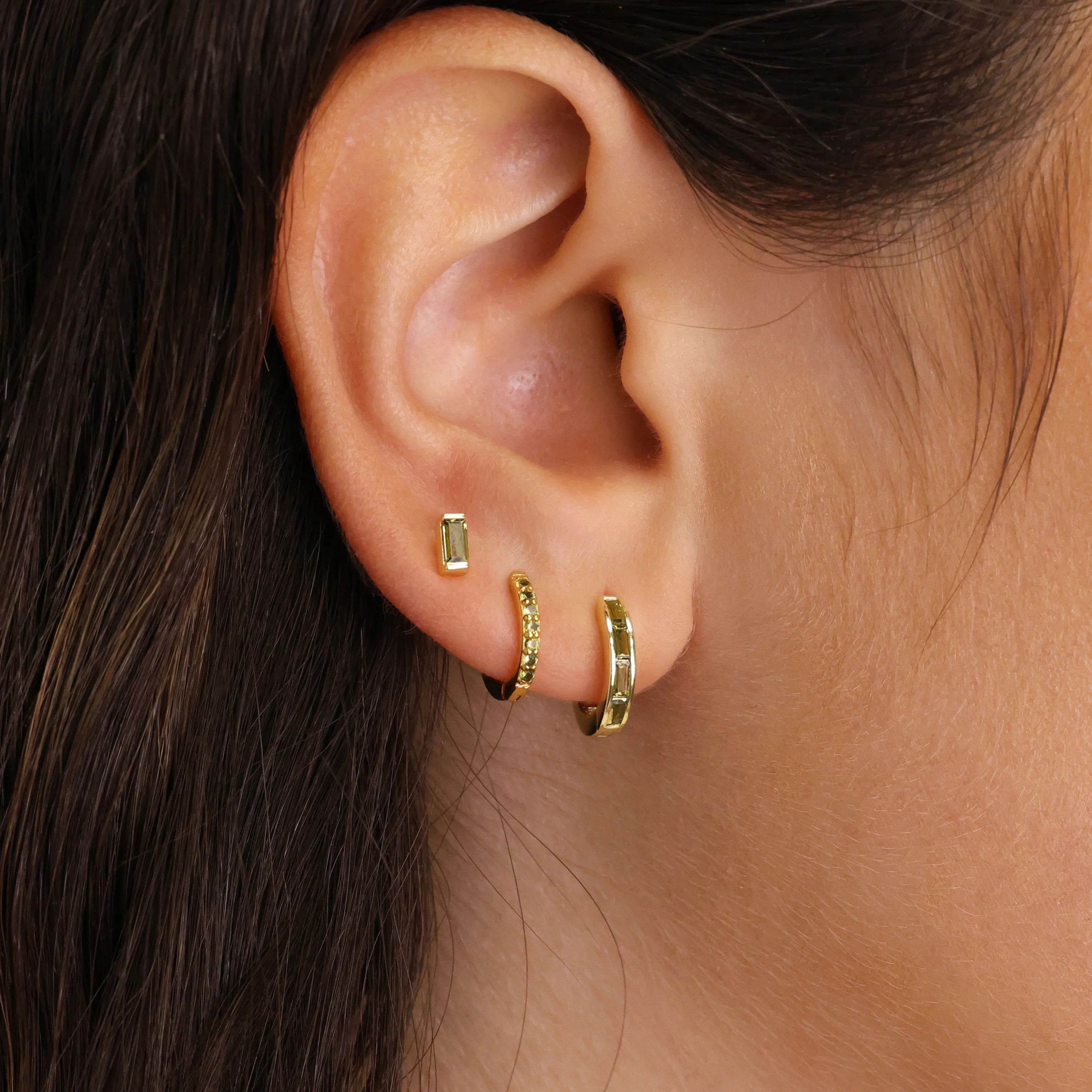 Peridot Baguette Inlay Earring Set | August Birthstone | eyrful | Eyrful Artistry