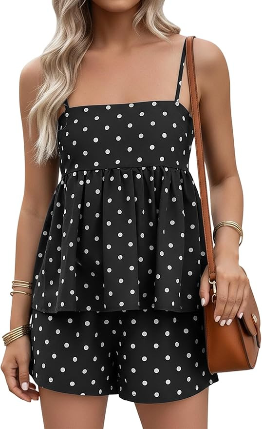 FOMELY Women's Polka Dot Set 2026 2 Piece Sets for Women Summer Sleeveless Short Sets with Pocket... | Amazon (US)