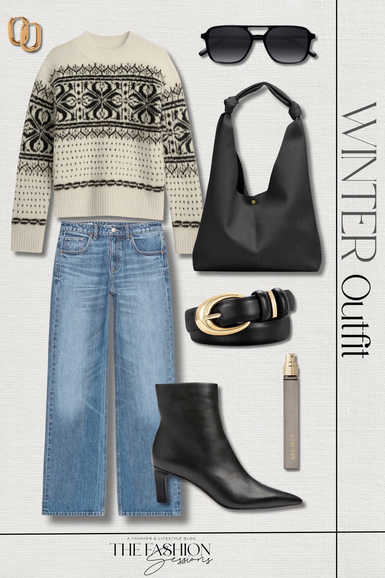 I LOVE fair isle sweater season! They offer such instant sophistication and can be dressed up or down. Universal Thread™ Cream Women's Cozy Alpine Snowflake Crewneck Pullover Sweater | mid-rise wide leg jeans | black Sisa bootie | The Love Knot Slouchy Bag | black leather belt | Emily Small Paperclip Hoops | retro aviator sunglasses | Merit Retrospect™ L’Extrait de Parfum Travel Spray | winter outfit | holiday outfit | casual outfit


#LTKootd #LTKSeasonal #LTKFindsUnder50