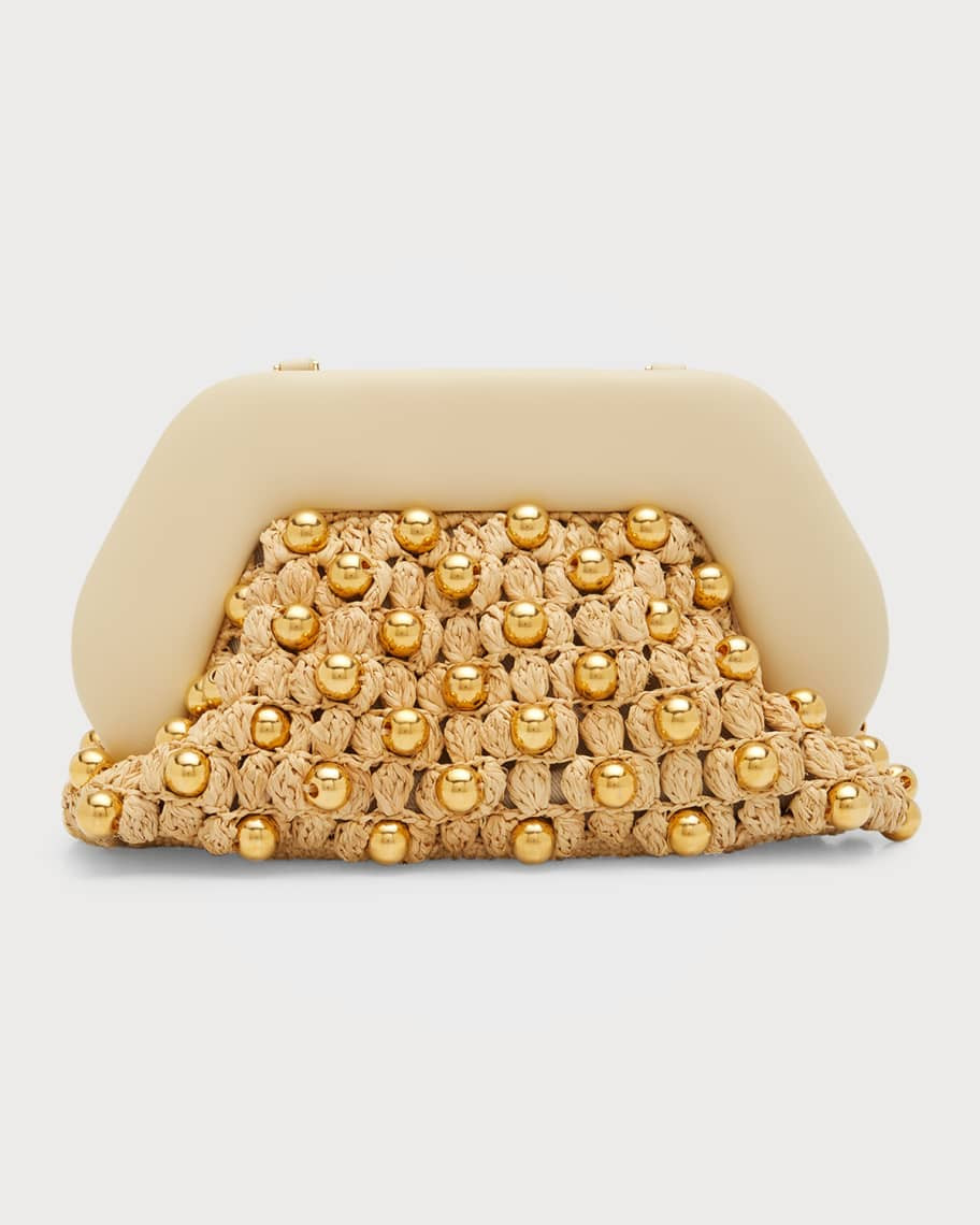 THEMOIRE Tia Straw Beads Clutch Bag | Neiman Marcus