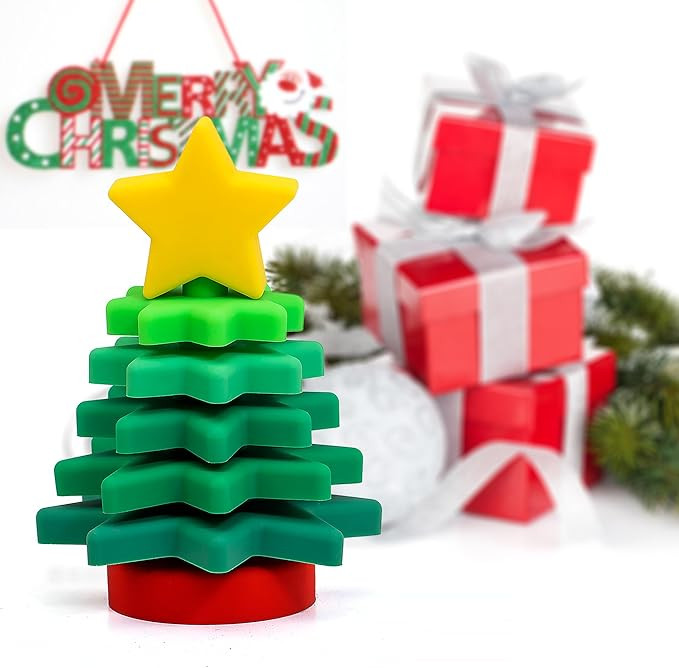 Baby Silicone Stacking Christmas Tree Toy, (3.9 x 3.9 x 5.9 inches) Little Christmas Tree for Bab... | Amazon (US)