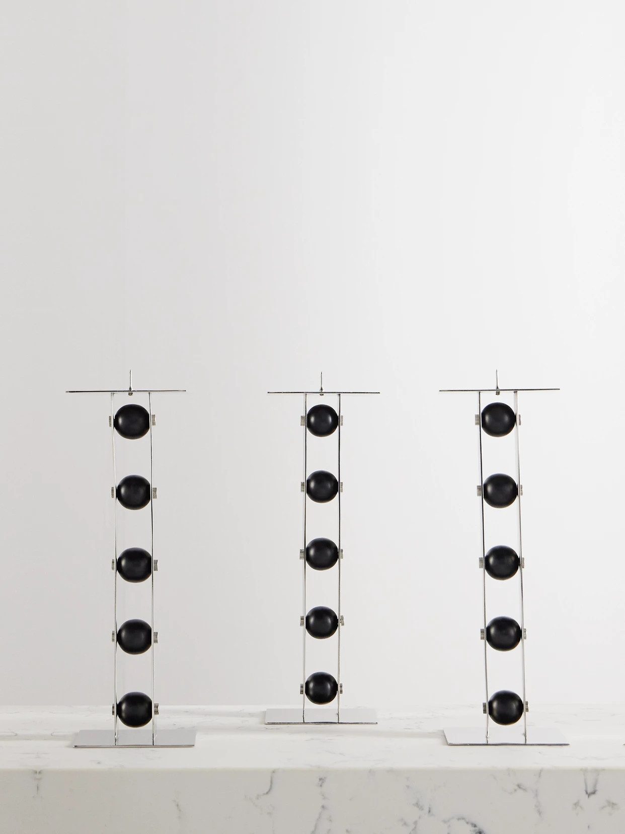 Set of three iron and steel candlesticks | NET-A-PORTER APAC