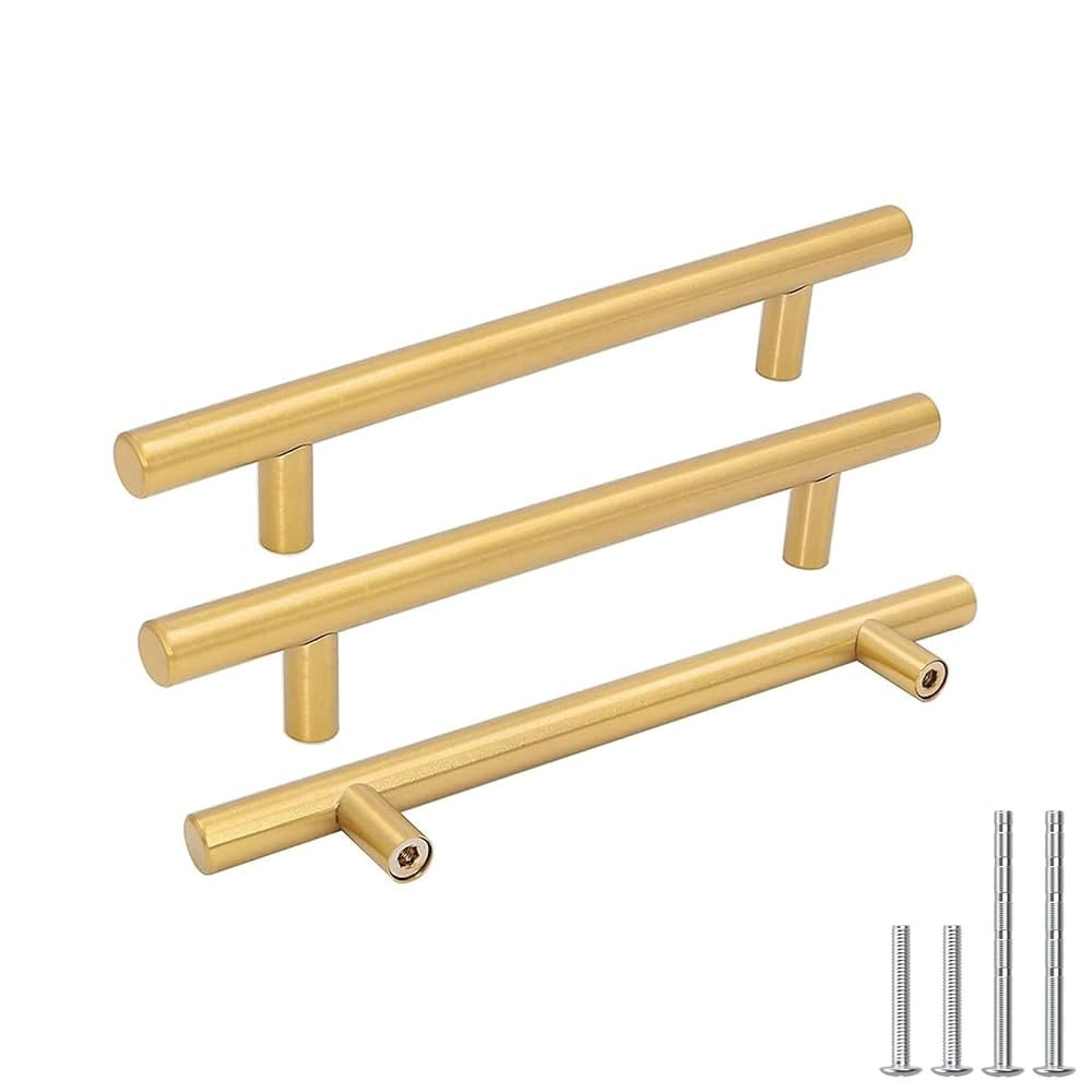 goldenwarm Kitchen Cabinet Pulls Brushed Brass Drawer Pulls Gold 5in Cabinet Handles Modern Hardw... | Amazon (US)