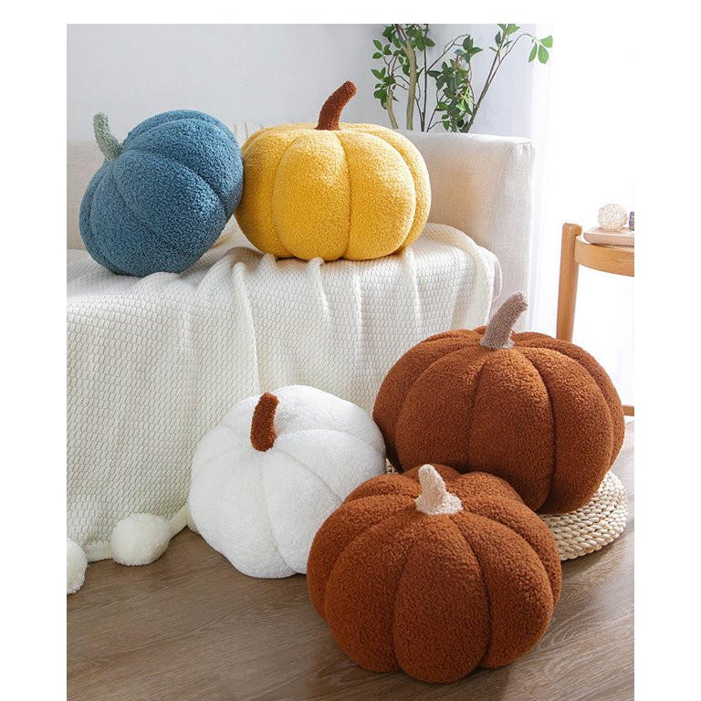 Teddy Fleece Pumpkin Throw Pillows Ultra Soft Sherpa Decorative Cute 3D Shaped Cushion | Walmart (US)
