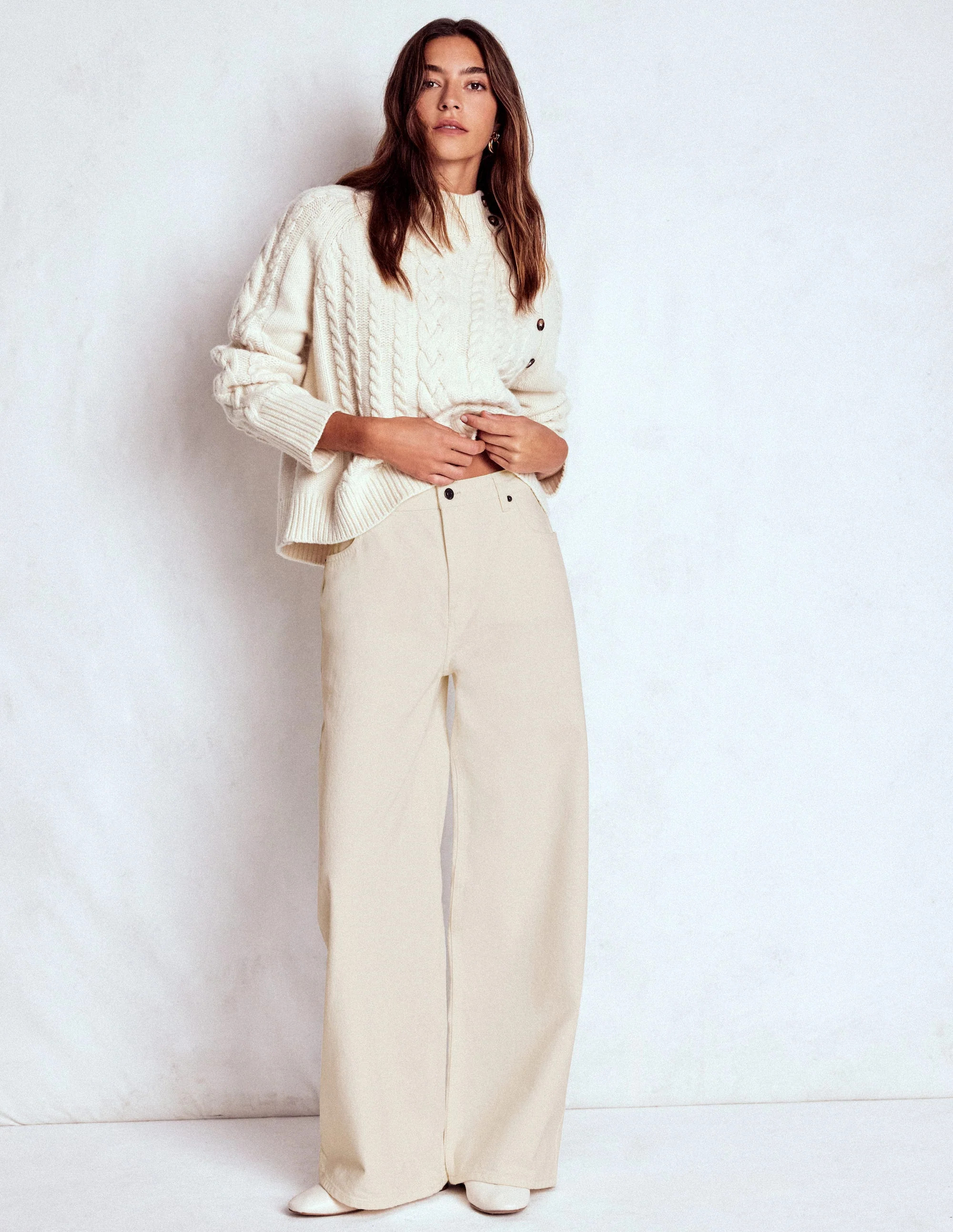 Boden Women's Relaxed Wide Leg Jeans in White | Size 32 | Boden (US)