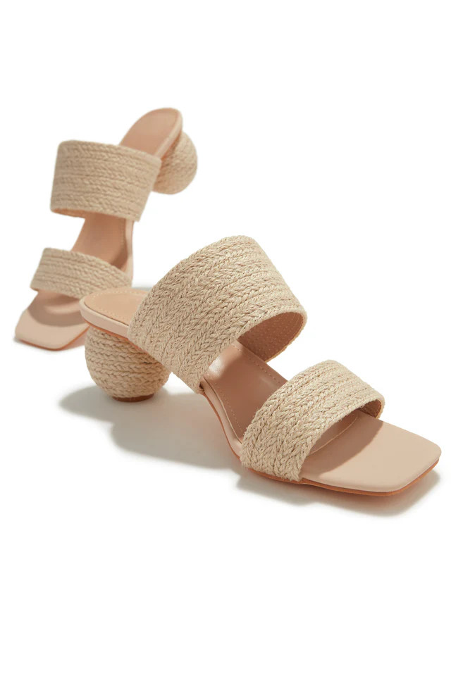 Miss Lola | Alexis Sphere Heel Mules Natural | MISS LOLA