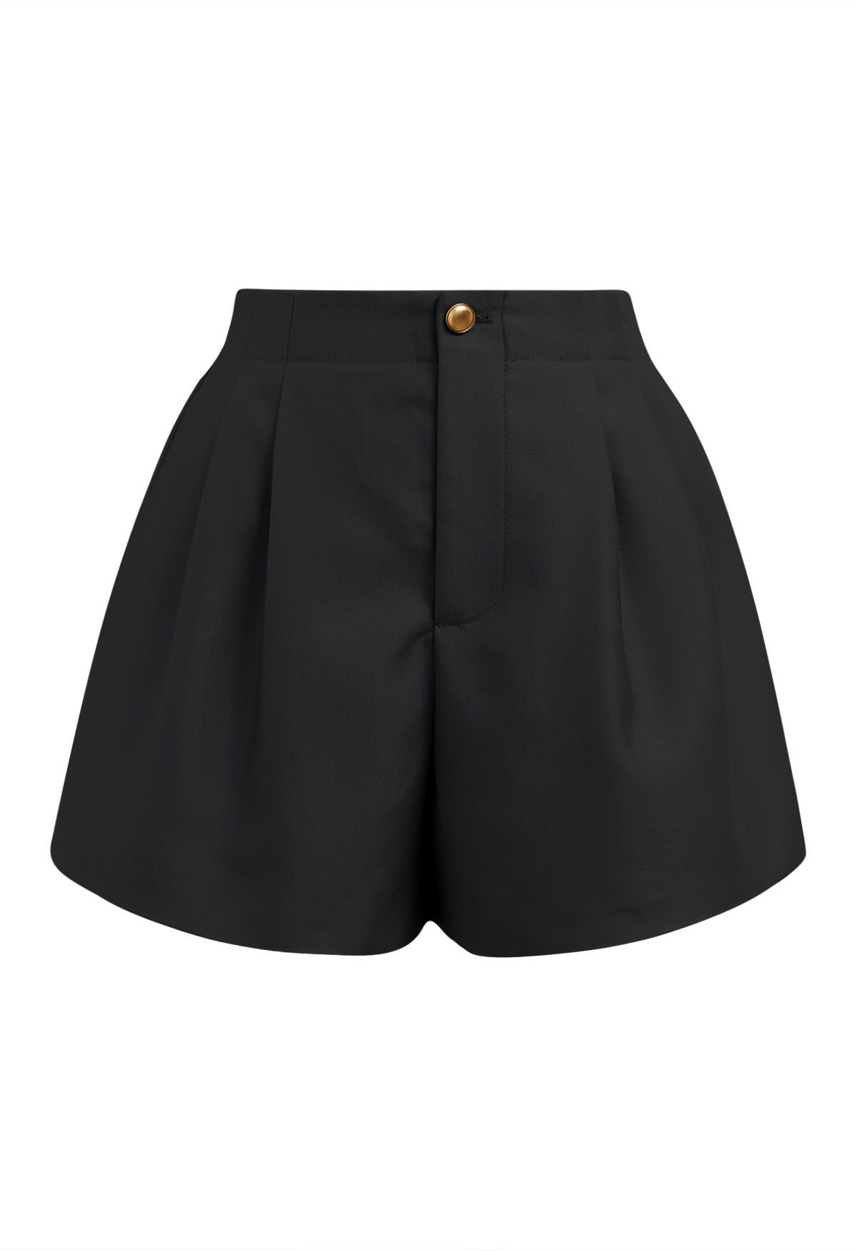 Golden Button Side Pocket Shorts in Black | Chicwish