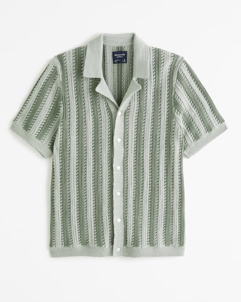 Men's Retro Crafted Button-Through Sweater Polo | Men's Tops | Abercrombie.com | Abercrombie & Fitch (US)