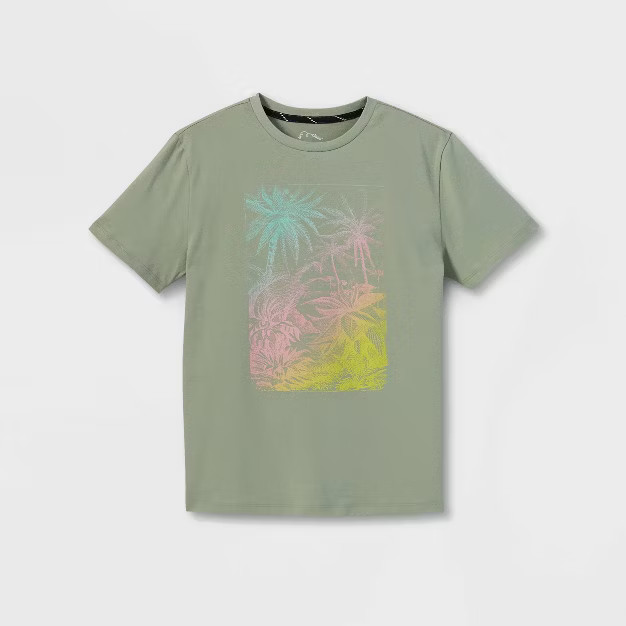 Boys' Rainbow Palm Ombre Graphic Short Sleeve - art class™ Green | Target