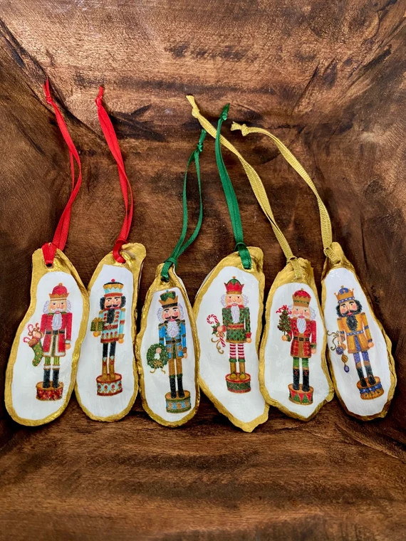 Nutcracker Oyster Shell Christmas Ornament, Handmade Nutcracker Ornament, Painted Decoupage Seash... | Etsy (US)