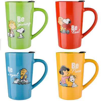 Peanuts Gentle Reminders 4-Pack 18oz Stoneware Travel Cup w/ Lid | Target
